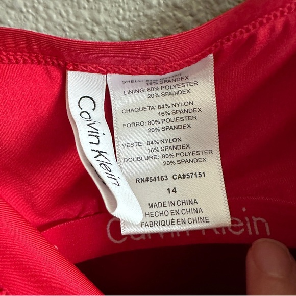 Calvin Klein Red Logo One-Piece Swimsuit 14 - Picture 4 of 10